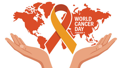 Hands holding world cancer day ribbon Vector
