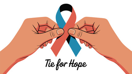 Hands holding ribbon for hope Vector