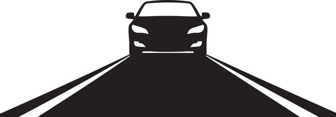 Black Car Silhouette on a Road with Headlights On also transparent background © PixelSaga MH2 