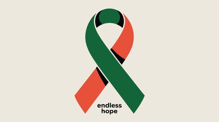 Green and red ribbon symbolizing hope Vector