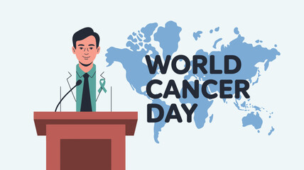Speaker addresses world cancer day Vector