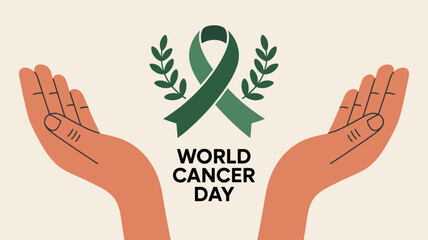 Hands raised for world cancer day Vector