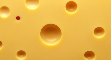 Yellow Swiss cheese background texture with holes and smooth surface for food design
