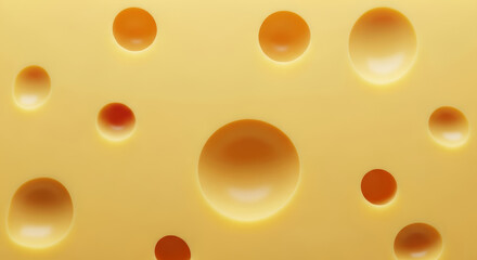 Yellow Swiss cheese texture background with holes and smooth pattern