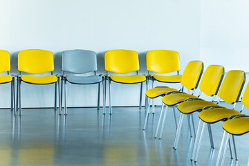 lobby space with row of chairs without people inside hall business instance