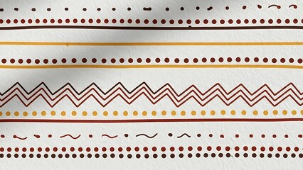 Illustration of a white background with red, yellow, and brown stripes and dots pattern