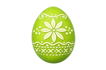 Green easter egg decorating floral pattern on transparent background