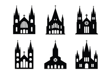 Fototapeta premium Church and cathedral silhouettes set for religious themes