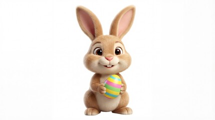 Easter bunny holding a colorful egg © Md Islam