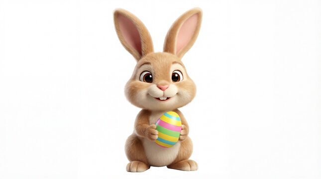 Easter bunny holding a colorful egg