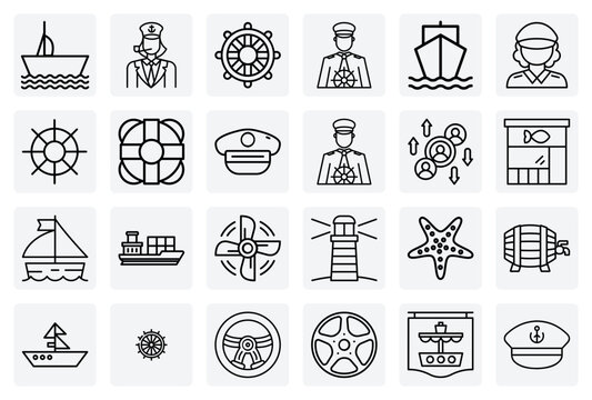 Sailing And Ship Command Elements &ndash; Captain'S Hat, Ship'S Wheel, And Propeller For Maritime And Nautical Themed Designs