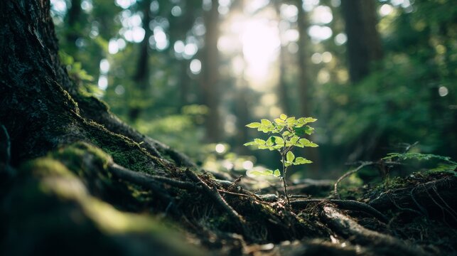 small branch growing out of a tree in a forest