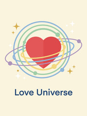 Valentine's Day Love Universe Concept with Heart and Planetary Rings in a Colorful Design © Hoody Baba