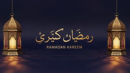 Ramadan Kareem Lanterns: The image is celebrating Ramadan, with elegant golden lanterns, creating a serene ambiance, radiating warmth and spirituality.