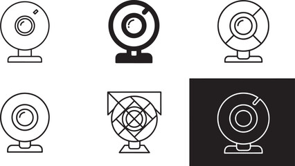 Webcam and Security Camera Icons &ndash; Modern Streaming, Video Call, and Surveillance Vector Symbols
