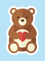 Obraz premium Cute Bear Holding Heart Valentine's Day Illustration Cartoon Design Romance Love Celebration
