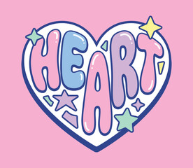Heart Shaped Valentines Day Love Graphic with Stars and Pink Background Design
