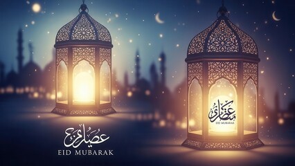 Enchanting Lanterns of Celebration: Capturing the spirit of a festive night with radiant lanterns illuminating a serene cityscape under a starlit sky, invoking feelings of warmth and joy.