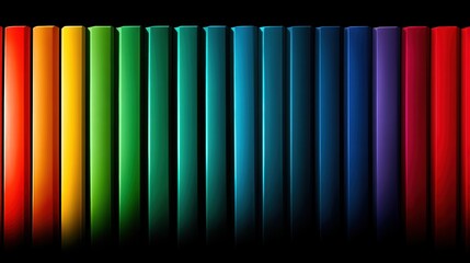A row of vertical bars in various colors.