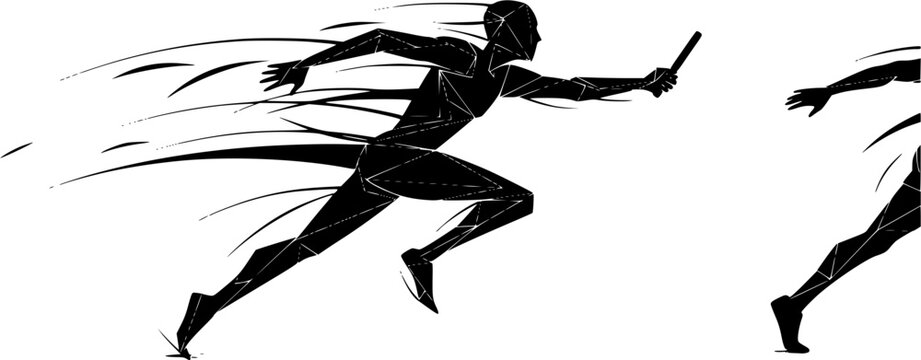 Abstract illustration of a relay race runner passing the baton
