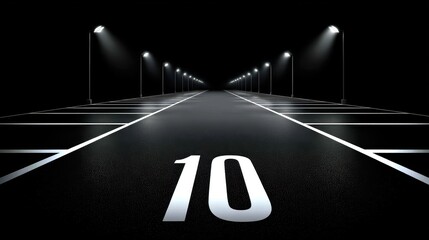 A long road with a starting point marked by the number 10.