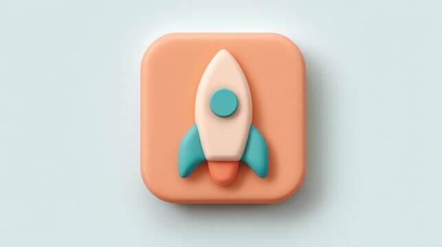 3D Rocket Launch Icon Symbolizing Startup Growth and Innovation