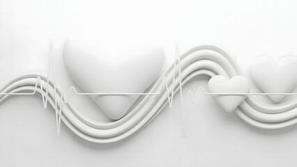 Wellness and Healthcare: Abstract Heartbeat Line and Hearts Background