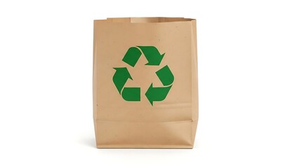 recycling paper bag isolated on white background