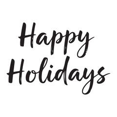 Black Happy Holidays text on white background black text