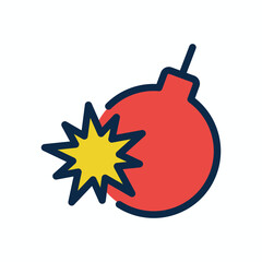 Cherry Bomb Icon With Explosion for Fireworks - Independence Day