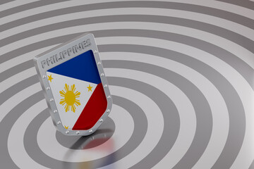 Naklejka premium Philippines flag shield with country name on target background