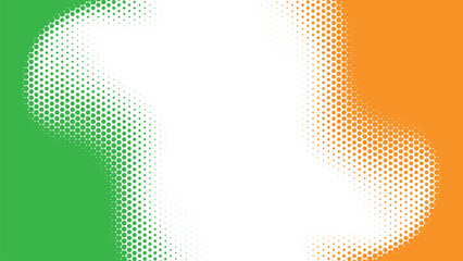 Abstract tricolor halftone background featuring green and orange dots wave on white for patriotic concept Vector Illustration