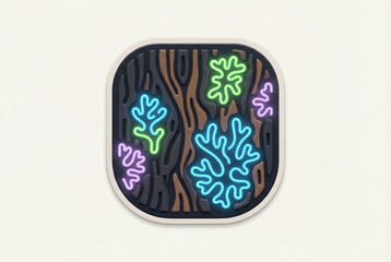 Abstract ocean inspired design featuring luminous coral shapes against a dark wooden background showcasing artistic expression and creative textures in modern aesthetics