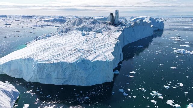GREENLAND - 11.4.2025 - Remarkable aerial footage approaching a large iceberg on Greenland's Disko Bay.