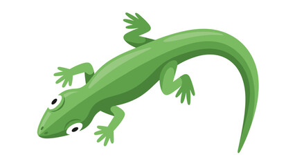 Fototapeta premium A vibrant green lizard is depicted with a curious expression, crawling on a plain white background.