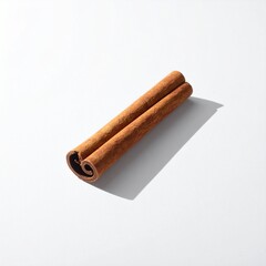 Two cinnamon sticks on white background for baking and spice