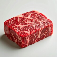 Raw wagyu beef steak cut on white background closeup