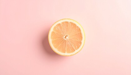 A halved orange on pink background with vibrant citrus segments