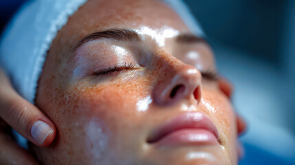Relaxing facial treatment in a serene spa setting enhances skin beauty and rejuvenation during a calming afternoon session