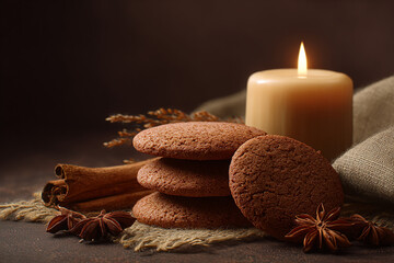 Warm Candlelit Scene Featuring Scandinavian Style Spice Cookies