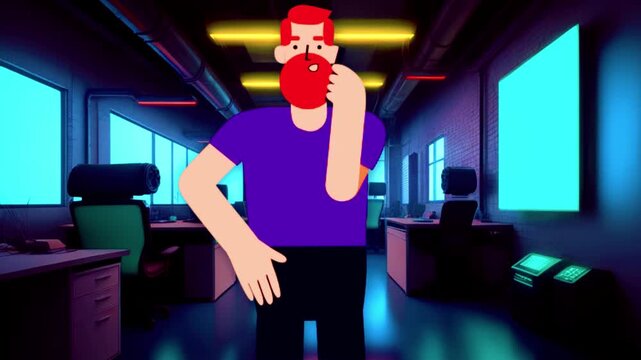 Ilustraci&oacute;n 2D de un personaje masculino ficticio, estilo cartoon.
