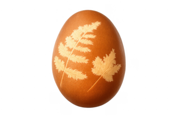 Easter egg dyed with onion skins and leaf pattern