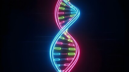Neon dna double helix structure illustration
