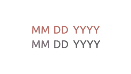 MM DD YYYY date template