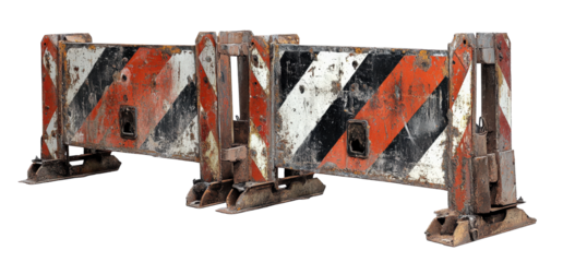 Rusty Red and Black Construction Barriers with Base