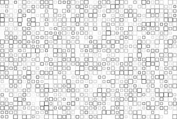 Varying sizes line squares background, arranged in a grid. Black and white illustration.