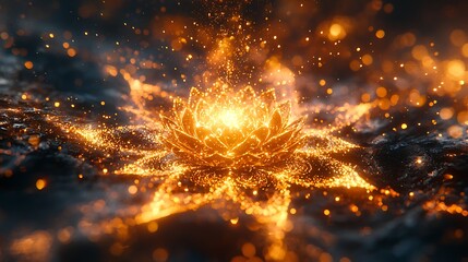 Golden vishnu yantra pyramid sacred geometry glowing high resolution picture