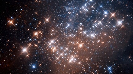 Bright stars in the night sky over a cosmic landscape