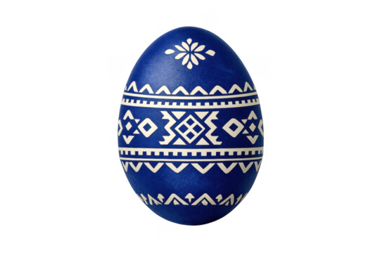 Hand-painted blue easter egg with folk pattern - Powered by Adobe