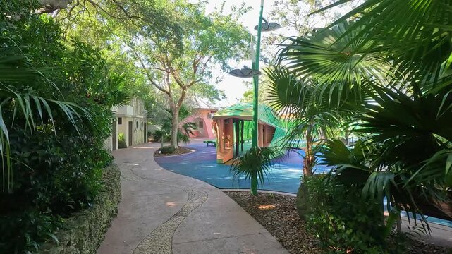 Footage of a gorgeous landscape at Pinecrest Gardens in Pinecrest  Florida USA